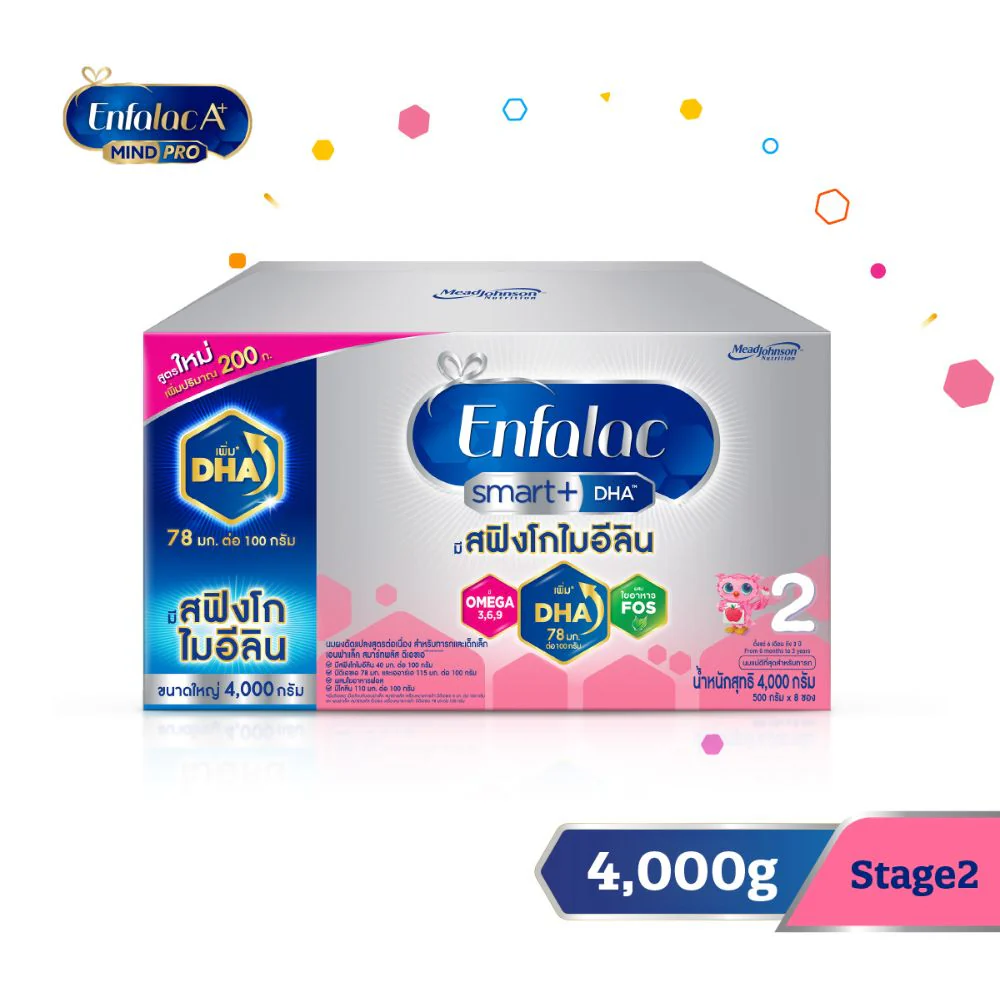 นมผง เอนฟาแล็ค สมาร์ทพลัส มีสฟิงโกไมอีลิน สูตร2 (4000 กรัม) Enfalac Smart+ Stage2 (4000 g)