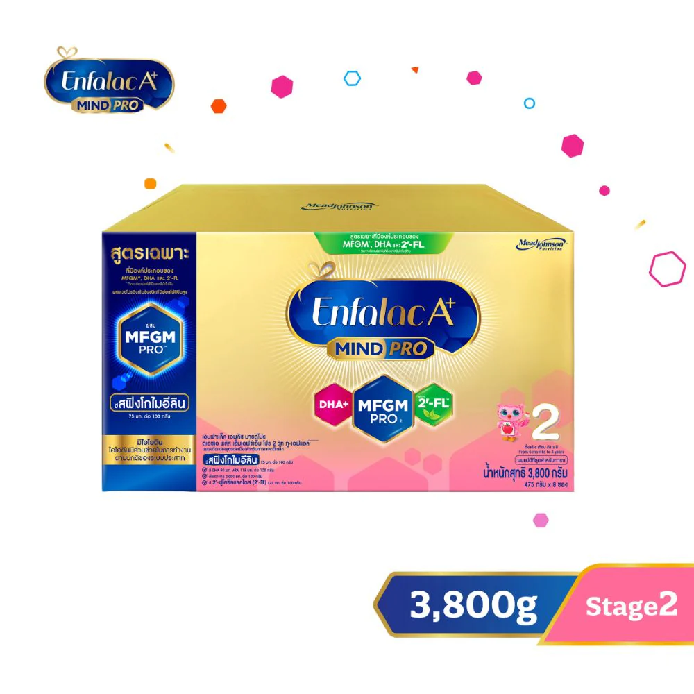 นมผง เอนฟาแล็ค เอพลัส มายด์โปร สูตร2 (3800 กรัม) Enfalac A+ MindPro Stage2 (3800 g)