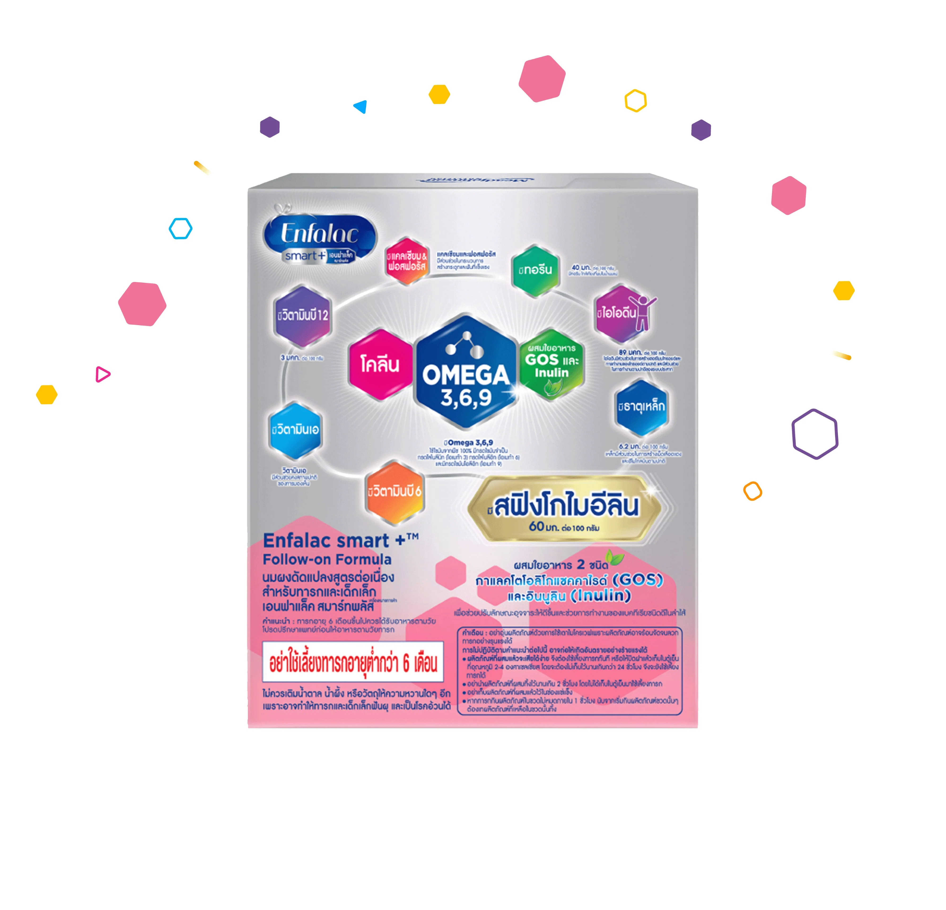 นมผง เอนฟาแล็ค สมาร์ทพลัส มีสฟิงโกไมอีลิน สูตร2 (550 กรัม) Enfalac Smart+ Stage2 (550 g) - Image 4